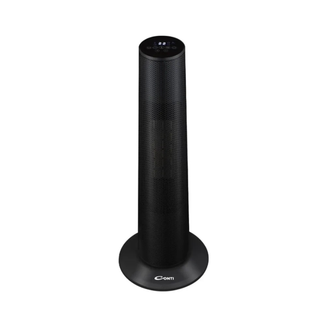 Conti Ceramic Electric Heater 2000W - Tower Design in Black, PTC Fast Heating Technology, Oscillation Function, & Overheat Protection