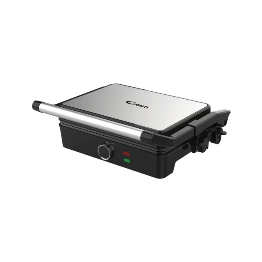 Conti Electric Grill - 1800W, Flexible 90-Degree Opening, Non-Stick Plates, Temperature Control, & Compact Design