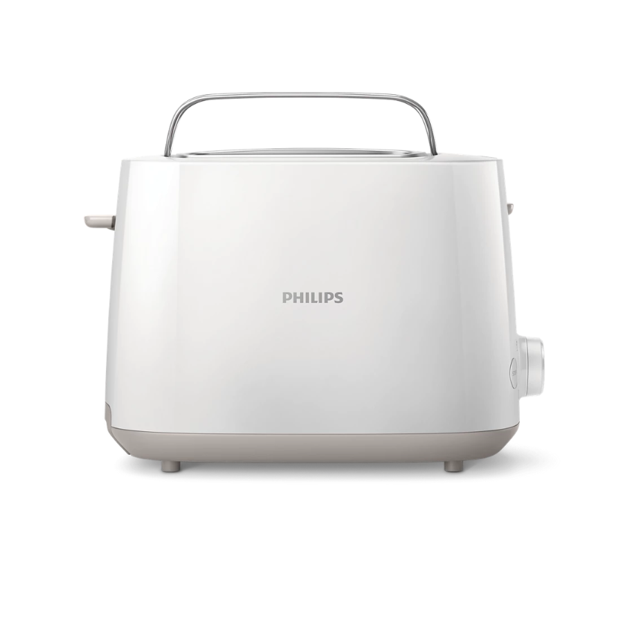 Philips Toaster - 2 Slots, 8 Browning Settings, Defrost & Reheat Functions, Integrated Bun Rack, & Compact Design - Daily Collection HD2581/01