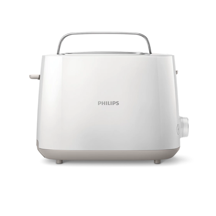 Philips Toaster - 2 Slots, 8 Browning Settings, Defrost & Reheat Functions, Integrated Bun Rack, & Compact Design - Daily Collection HD2581/01