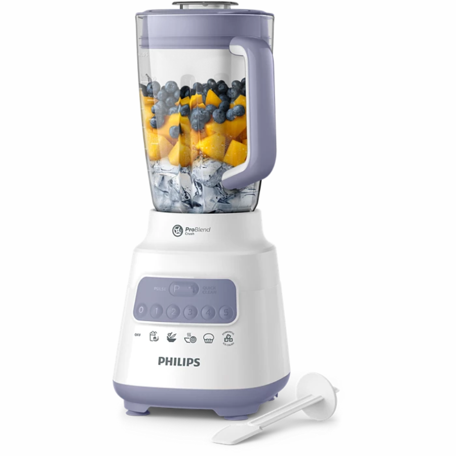 خلاط فيليبس 700 واط - تقنية ProBlend Crush، وعاء بلاستيك 2 لتر، 3 سرعات، وسهولة التنظيف - HR2221/01