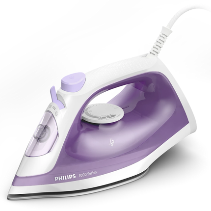 مكواة بخار فيليبس (Philips) فئة 1000 - قدرة 1800 واط مع قاعدة غير لاصقة