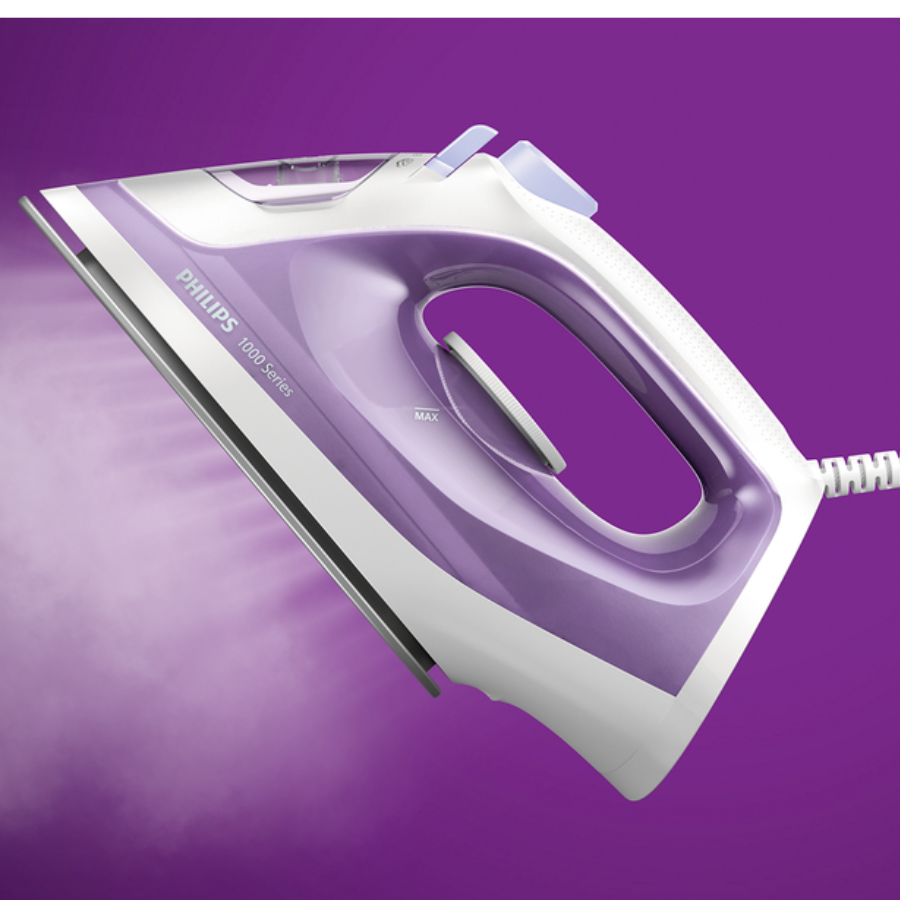 مكواة بخار فيليبس (Philips) فئة 1000 - قدرة 1800 واط مع قاعدة غير لاصقة مكواة بخار فيليبس (Philips) فئة 1000 - قدرة 1800 واط مع قاعدة غير لاصقة