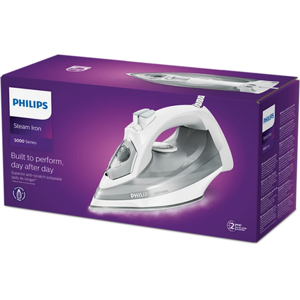 Philips 5000 Series Steam Iron - 2400W, 40g/min Continuous Steam, 160g Steam Boost, SteamGlide Plus Soleplate - DST5010/16