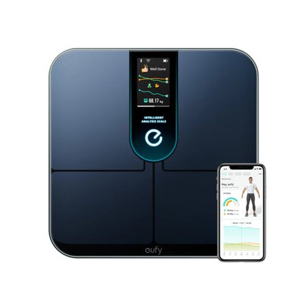 ميزان يوفي الذكي P3 - قياس 16 مؤشراً للجسم، شاشة LED ملونة، اتصال Wi-Fi وبلوتوث، لون أسود