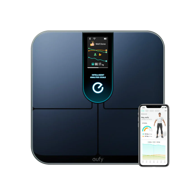 ميزان يوفي الذكي P3 - قياس 16 مؤشراً للجسم، شاشة LED ملونة، اتصال Wi-Fi وبلوتوث، لون أسود