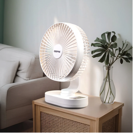 مروحة شحن 8 بوصة مع إضاءة LED ليلية جيباس GF21157