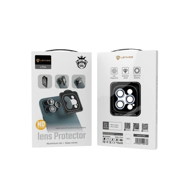 Lenyes LP04 Camera Lens Protector for iPhone - Ultra-Hard Tempered Glass - High Transparency - Anti-Scratch & Dust Proof - Full Coverage - Titanium Grey