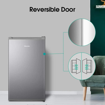 ثلاجة هايسنس ميني بار (Hisense RR122D4ASU) - سعة 90 لتر، لون فضي مع تقنية التبريد السريع وتصنيف طاقة موفر