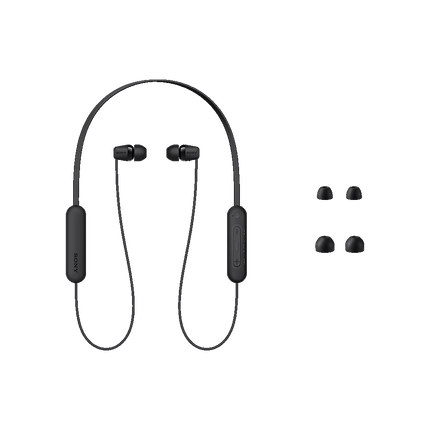 سماعات سوني (Sony) اللاسلكية WI-C100 - بطارية تدوم 25 ساعة وتصميم مريح خلف الرقبة