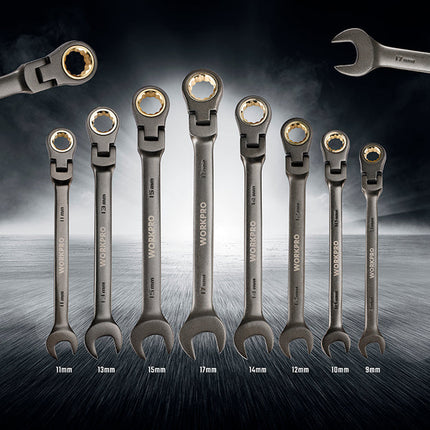 Workpro 8-Piece Flexible Ratcheting Combination Wrench Set – view 2