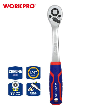 WORKPRO 1/4" Quick Release Ratchet Handle 72 Teeth