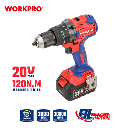 WORKPRO WP390017 Cordless Hammer Drill 120 Nm