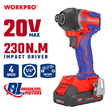WORKPRO 20V Brushless Cordless Impact Driver 230 N.m