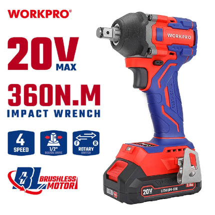 WORKPRO WP390225 Brushless Cordless Impact Wrench 360 N.m