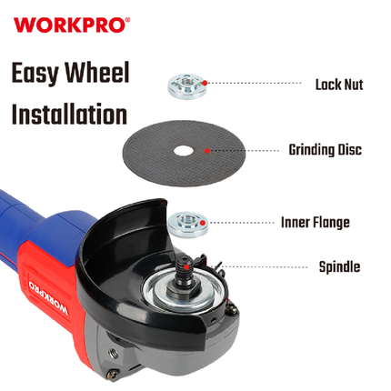 WORKPRO 20V Brushless Cordless Angle Grinder 125mm – view 4