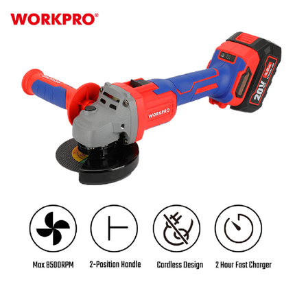 WORKPRO 20V Brushless Cordless Angle Grinder 125mm – view 2