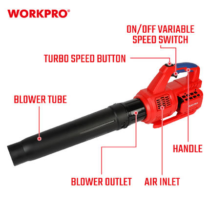 WORKPRO 20V Brushless Cordless Leaf Blower WP394005 – view 2