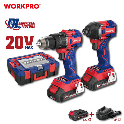 WORKPRO 20V Cordless Combo Kit - Impact Wrench & Driver (WP398000)