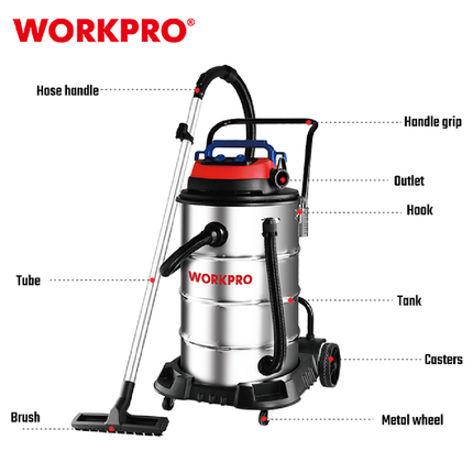 WORKPRO 80L Wet & Dry Industrial Vacuum Cleaner 3200W – view 4