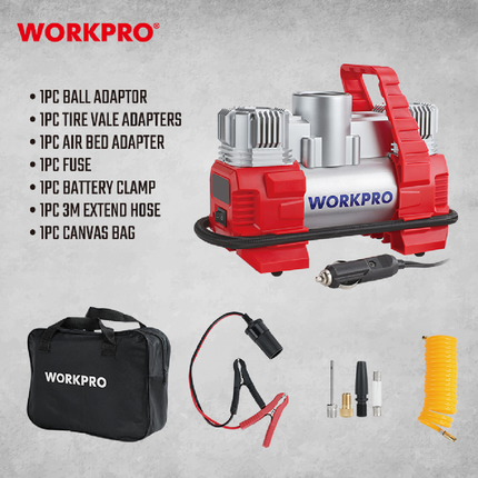 WORKPRO 12V Dual Piston Car Air Compressor WP460801 – view 2