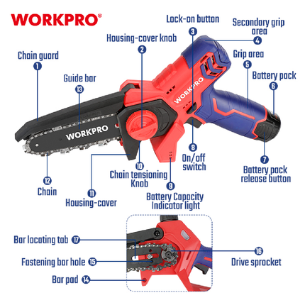 WORKPRO 12V Electric Chain Saw WP461604 – view 4