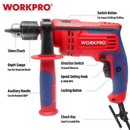 WORKPRO WP470200 Impact Drill — 710W 13mm – view 2