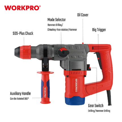 WORKPRO WP470407CE Rotary Hammer Drill 1050W – view 2
