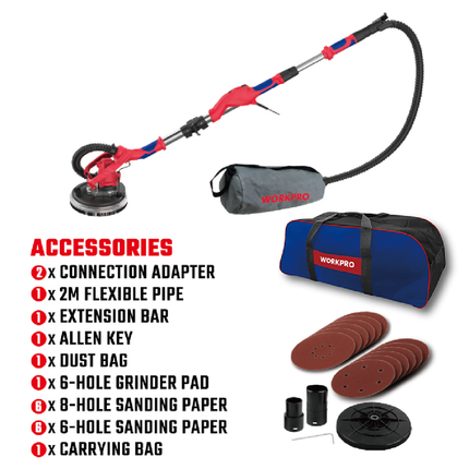 WORKPRO 1050W Electric Drywall Sander 215mm – view 2