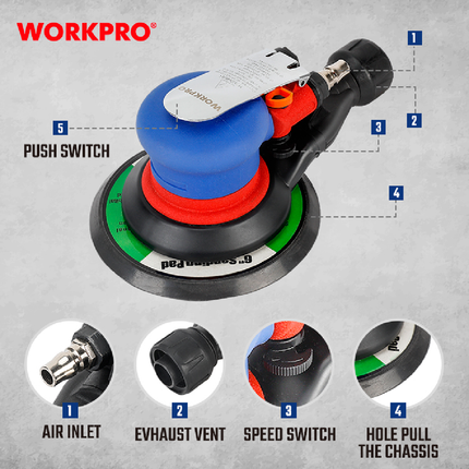 WORKPRO WP511000 6-Inch Pneumatic Air Sander – view 4