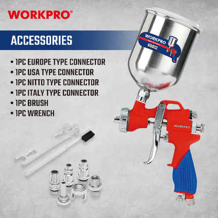 WORKPRO WP512001 Gravity Feed Spray Gun 600cc – view 4
