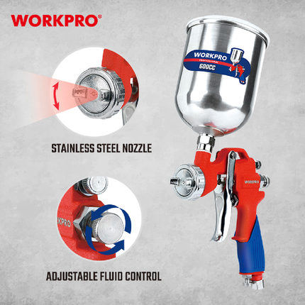 WORKPRO WP512001 Gravity Feed Spray Gun 600cc – view 3