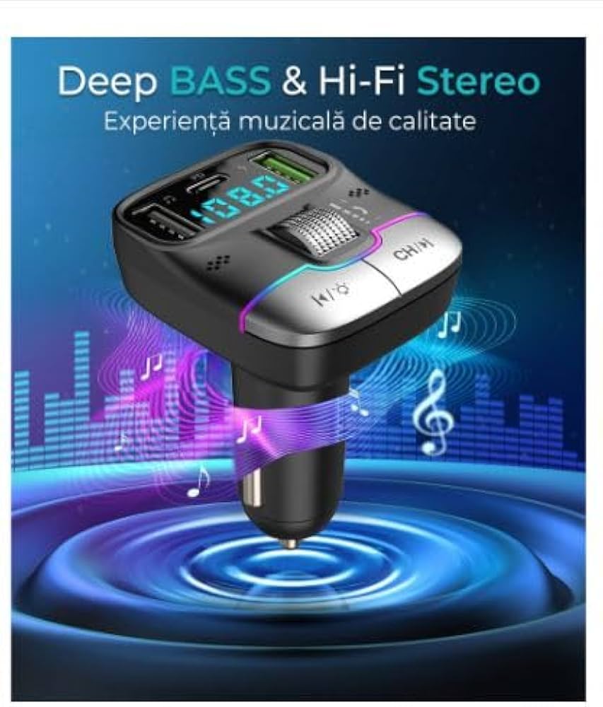 Wireless FM Transmitter with USB & Type-C Ports GD-BT39