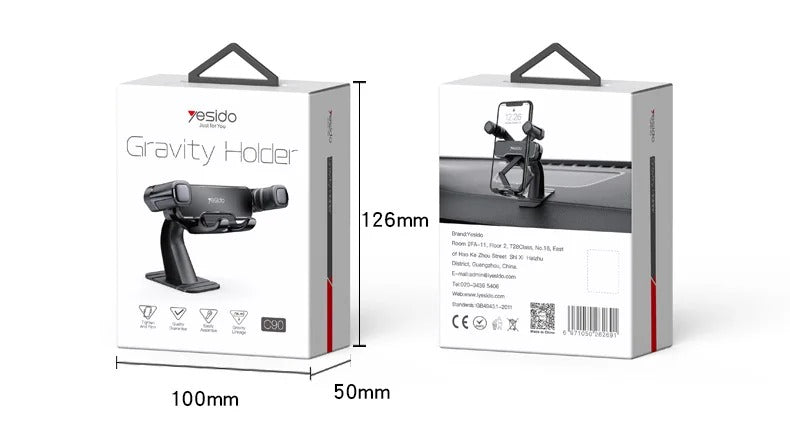 حامل هاتف للسيارة Gravity Sensor C90 من Yesido حامل هاتف للسيارة Gravity Sensor C90 من Yesido