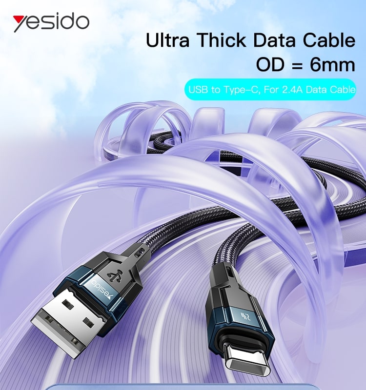 كابل بيانات و شحن سريع Yesido CA106TYPEC 2.4A Type-C بطول 1.2 متر كابل بيانات و شحن سريع Yesido CA106TYPEC 2.4A Type-C بطول 1.2 متر