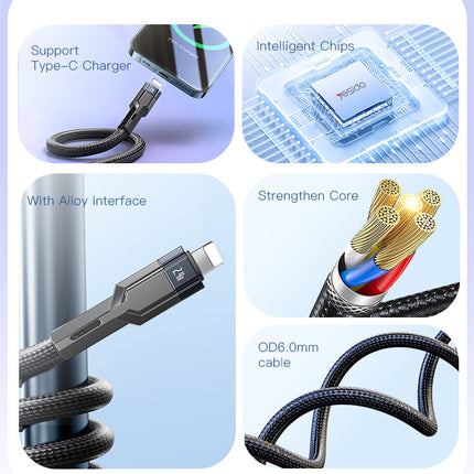 كابل بيانات و شحن من Type-C إلى Lightning من Yesido CA107