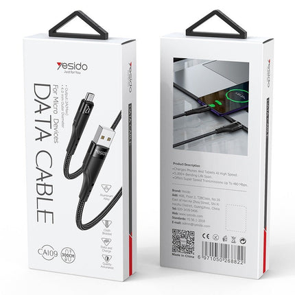 كابل بيانات و شحن سريع  USB بطول 3 متر وقوة 2 أمبير من Yesido CA109MICRO