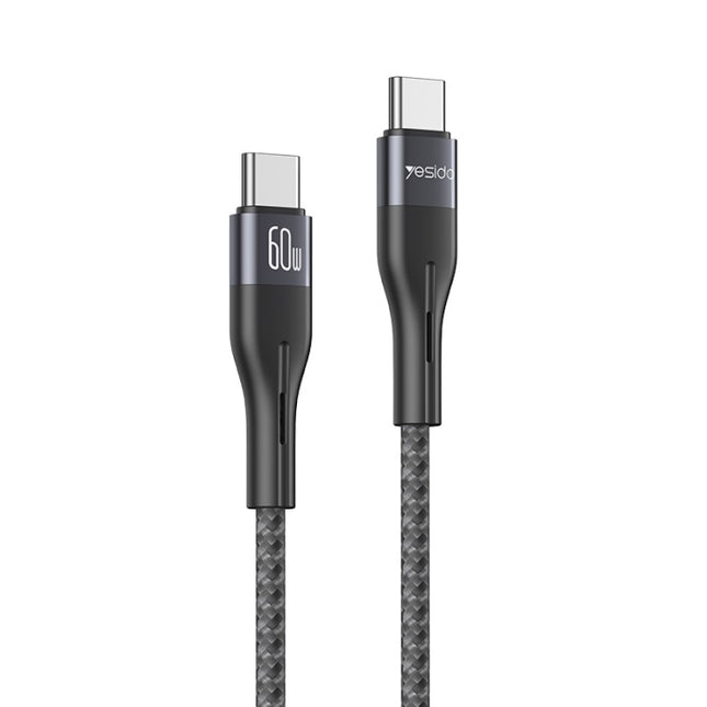 كابل بيانات قطني من Yesido CA156 بقوة 60 واط من USB-C إلى USB-C
