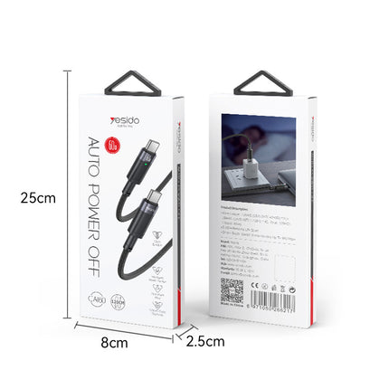Yesido CA160 60W Type-C to Type-C Auto Disconnect Charging Data Cable