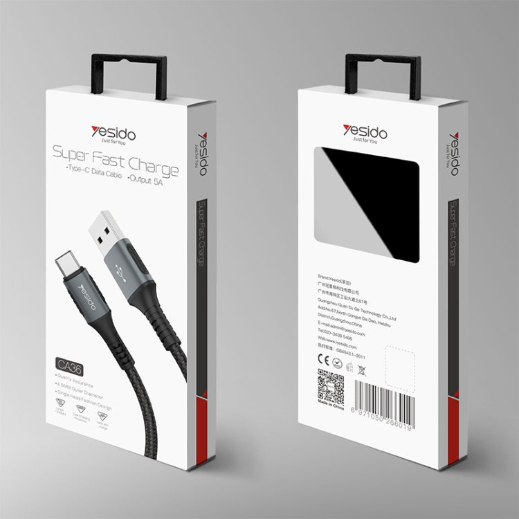 كابل بيانات شحن سريع USB CA36 من Yesido Type-C (5A)