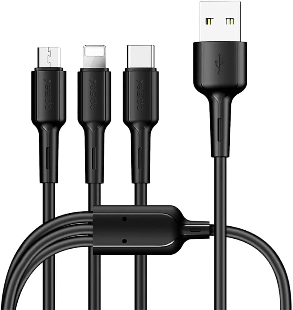 كابل شحن سريع USB 3 في 1 من Yesido CA41 كابل شحن سريع USB 3 في 1 من Yesido CA41