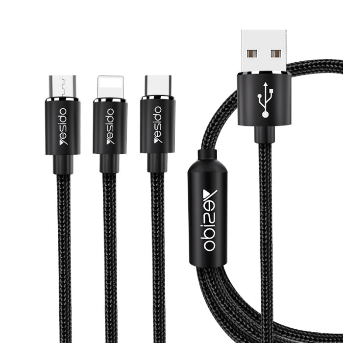 كابل شحن سريع USB 3 في 1 من Yesido CA60 كابل شحن سريع USB 3 في 1 من Yesido CA60