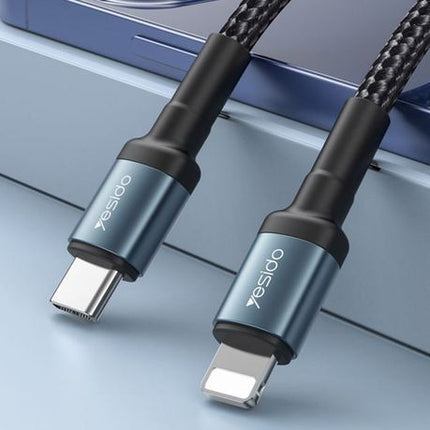 كابل بيانات شحن سريع من Type-C إلى Lightning من Yesido CA65 بطول 2 متر/2.4 أمبير