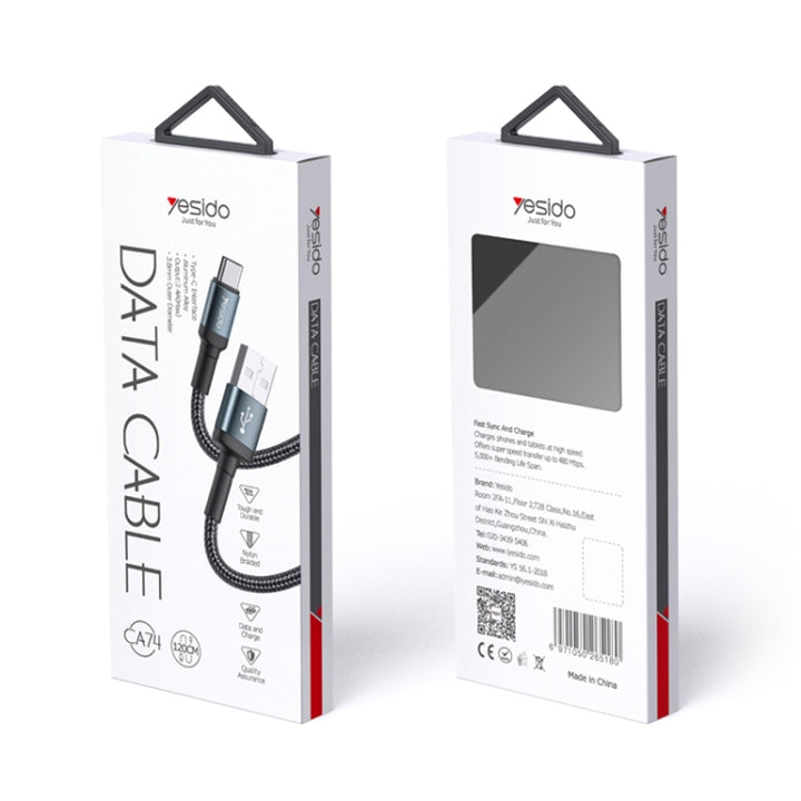 Yesido CA74-TYPEC 2.4A Data Cable for Type-C 1.2M Yesido CA74-TYPEC 2.4A Data Cable for Type-C 1.2M