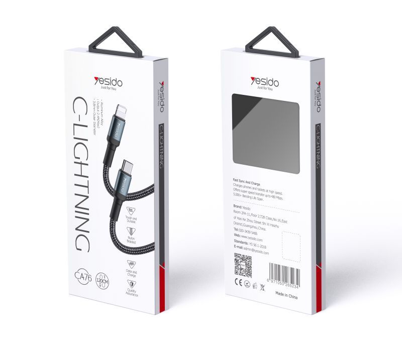 Yesido CA76 20W Type-C to Lightning Data Cable 1.2M Yesido CA76 20W Type-C to Lightning Data Cable 1.2M