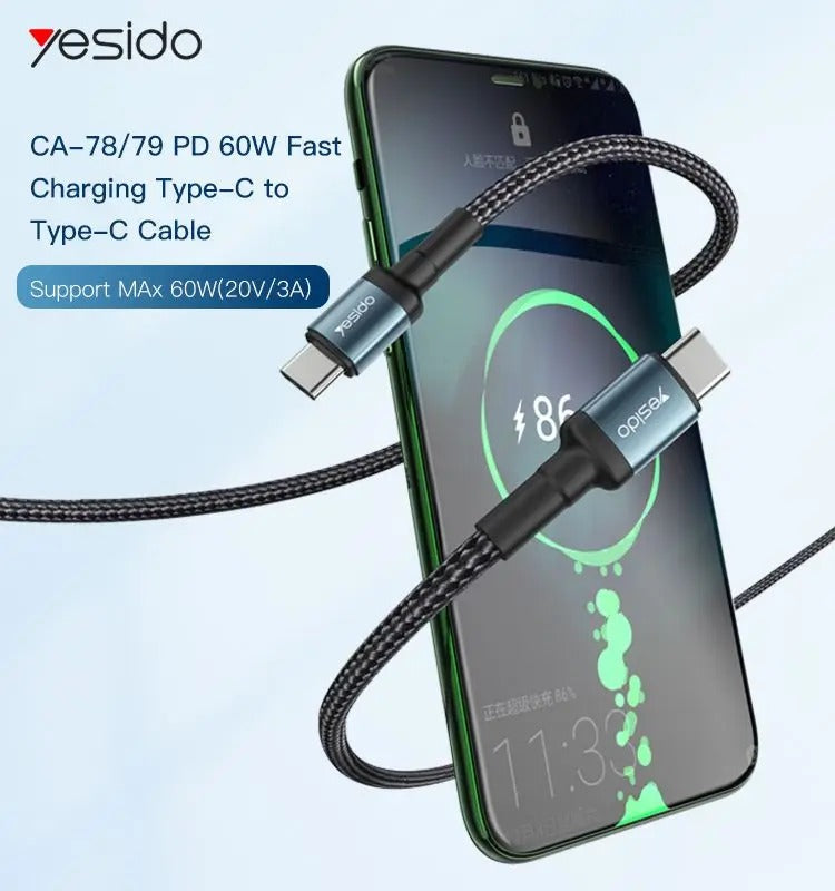 Yesido CA78 60W Dual Type-C Data Cable 1.2M Yesido CA78 60W Dual Type-C Data Cable 1.2M