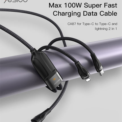 Yesido CA87 2-in-1 Lightning and USB-C Data Cable