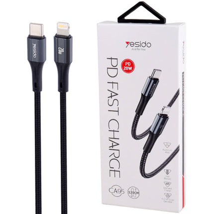 كابل بيانات و شحن سريع من Type-C إلى Lightning بطول 1.2 متر من Yesido CA95 3A 27W