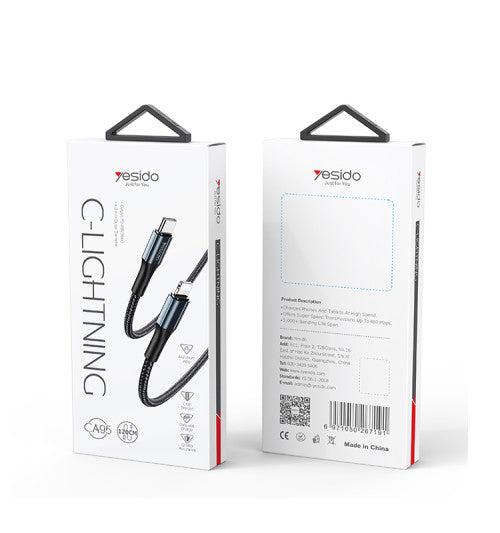 Yesido CA95 3A 27W Type-C to Lightning Data Cable 1.2M Yesido CA95 3A 27W Type-C to Lightning Data Cable 1.2M