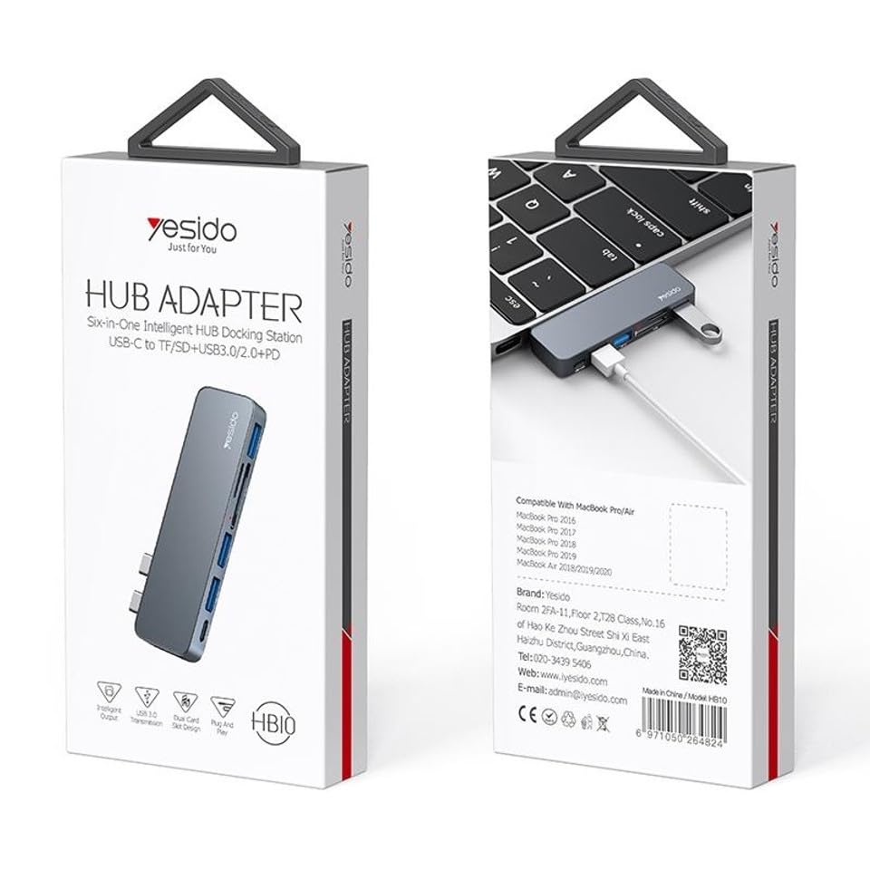 محول Hub مزدوج من Type-C من Yesido HB10 محول Hub مزدوج من Type-C من Yesido HB10